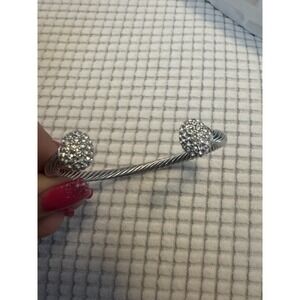 Touchstone Crystal Rivera Cuff Bracelet Rhodium Plated NEW‎